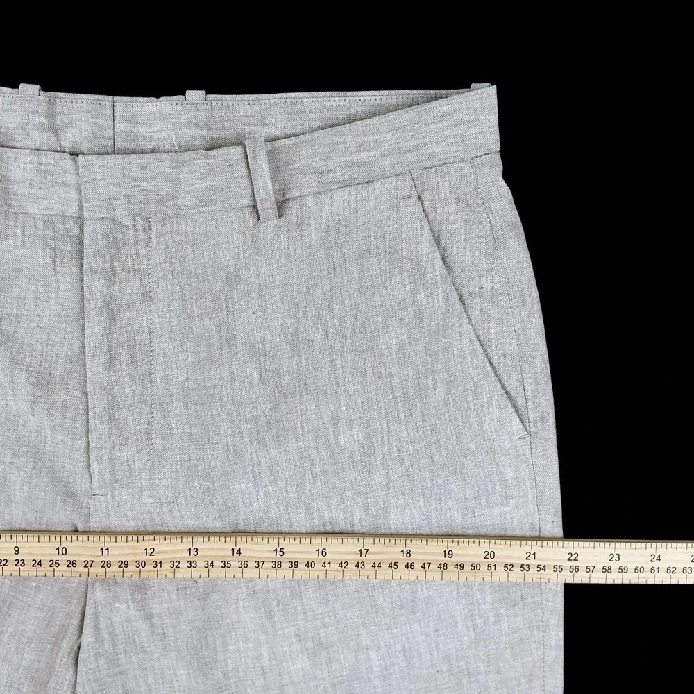 Perry Ellis Pants Men 34x30 (ACTUAL 34x29) Beige Linen Blend Straight Trousers